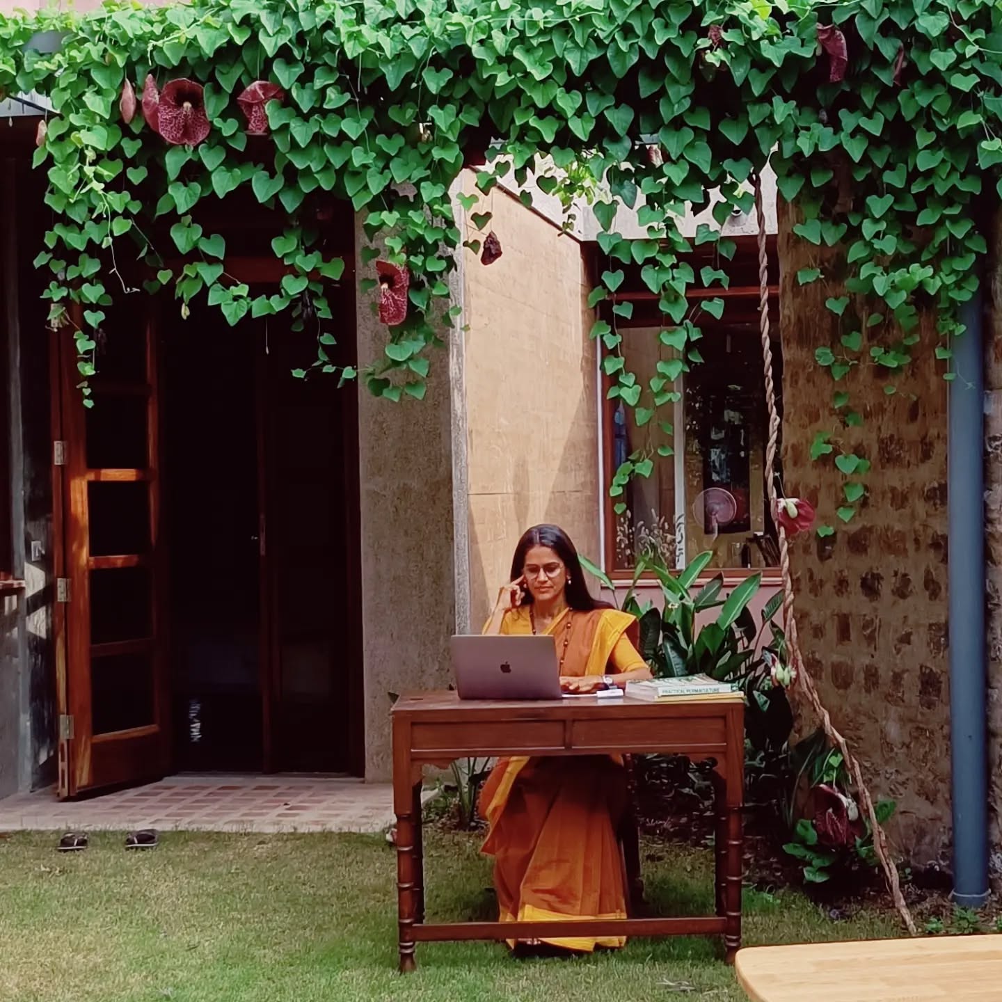 Manisha in her farm field practicing regenerative techniques