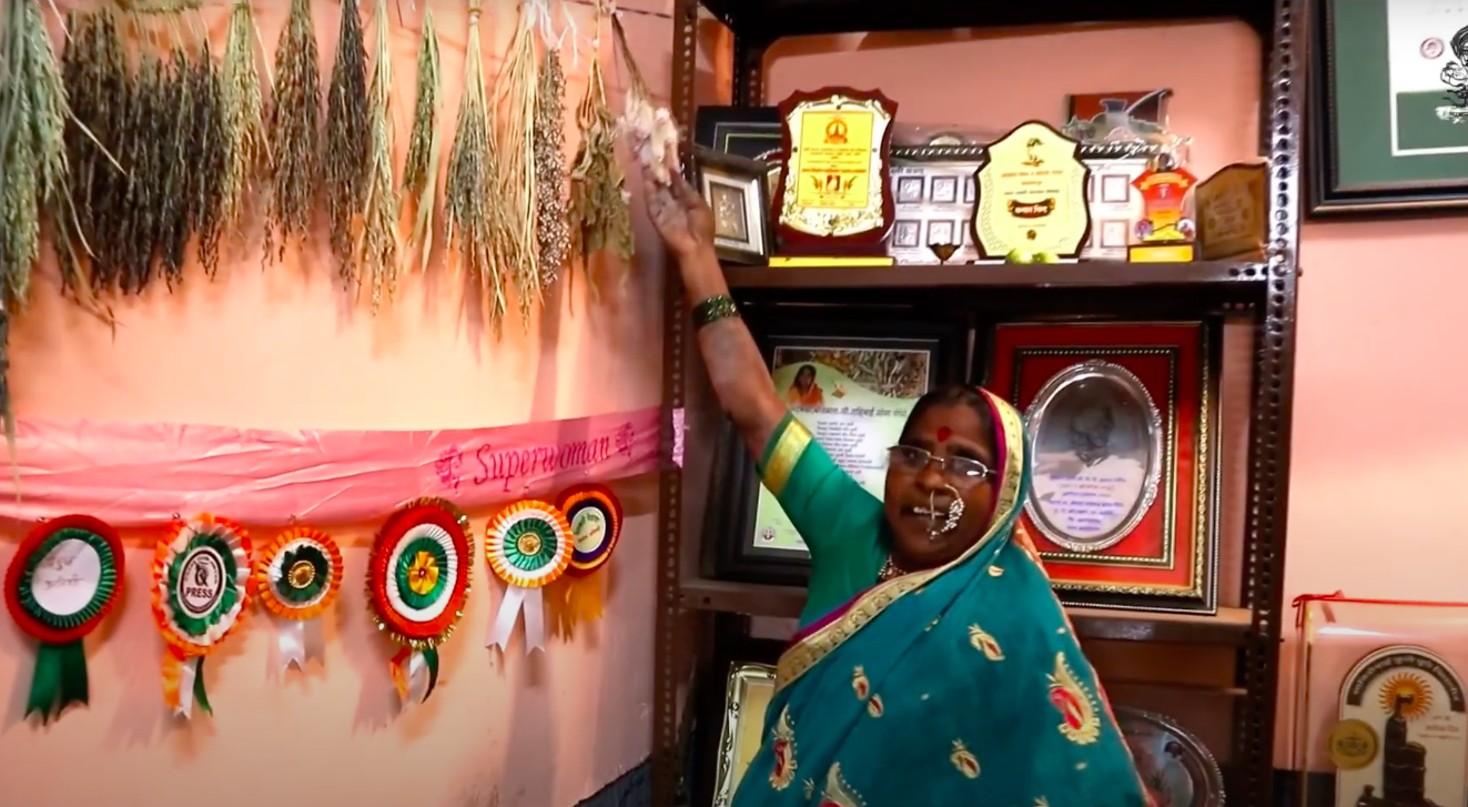 Rahibai showcasing indigenous seed varieties
