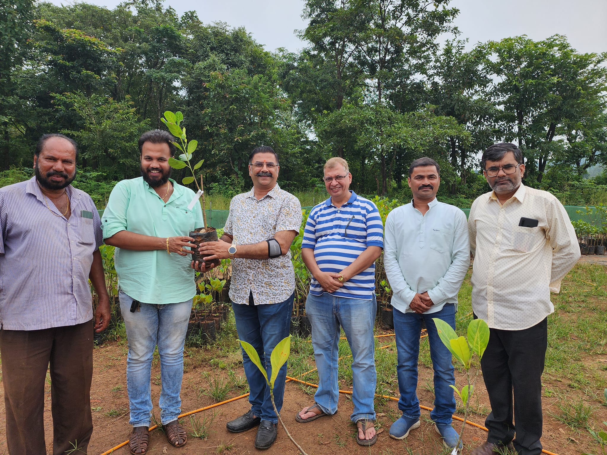 Mithilesh Desai inspecting jackfruit trees