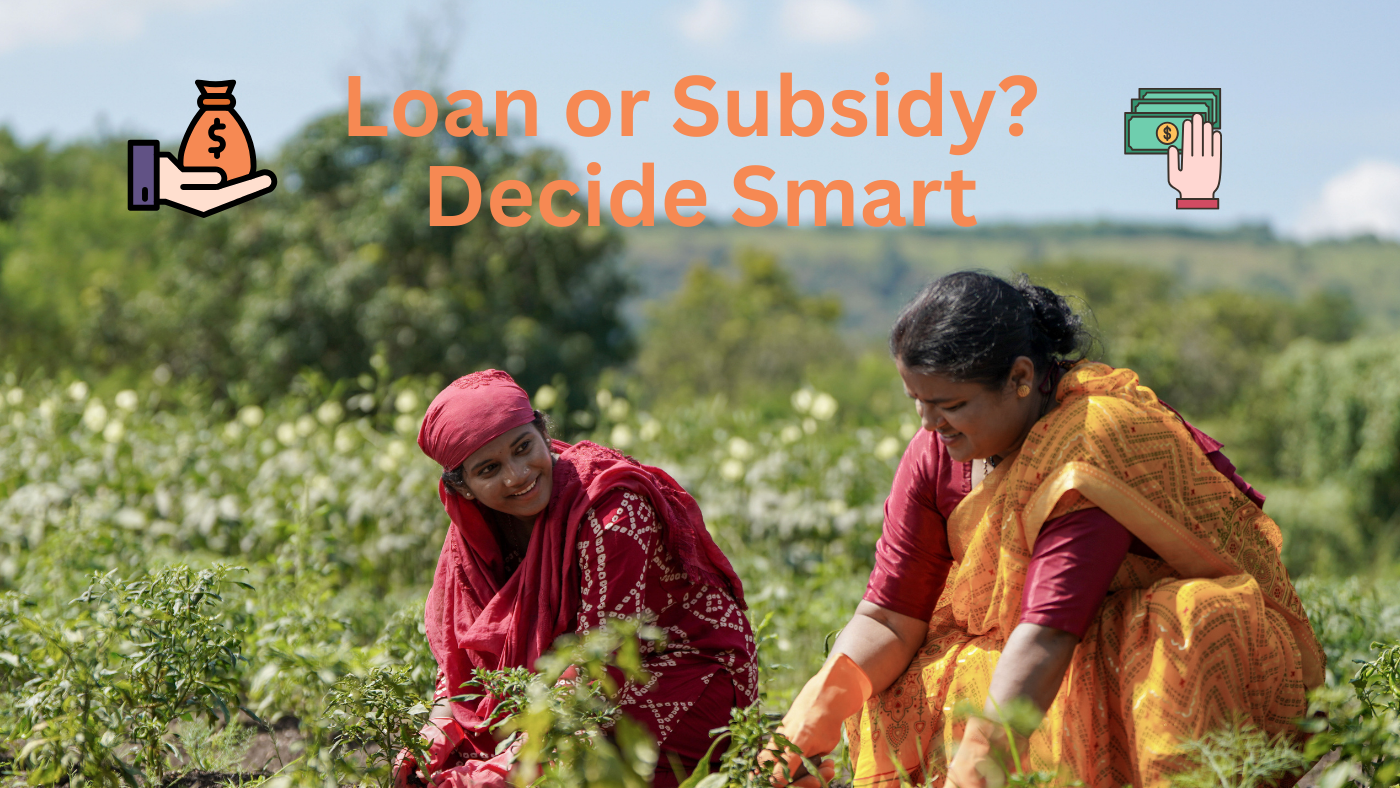 Farmer balancing farm loan and subsidy options